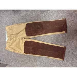 Vintage Duxbak Aero Cloth Hunting Pants Suede Brush Guard Tan Canvas Mens 34x26